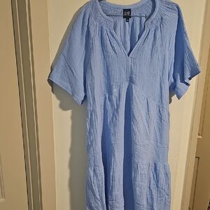 GAP Pale Blue Textured Midi Dress